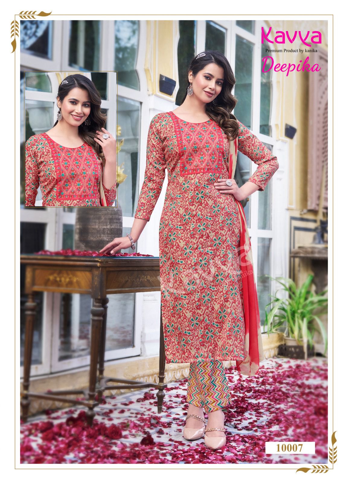 Deepika Vol 10 By Kavya Straight Embroidery Kurti With Bottom Dupatta Wholesale Shop In Surat